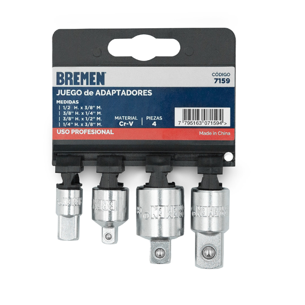 ADAPTADORES Juego  4 Pzs (1/2x3/8-3/8x1/4-3/8x1/2-1/