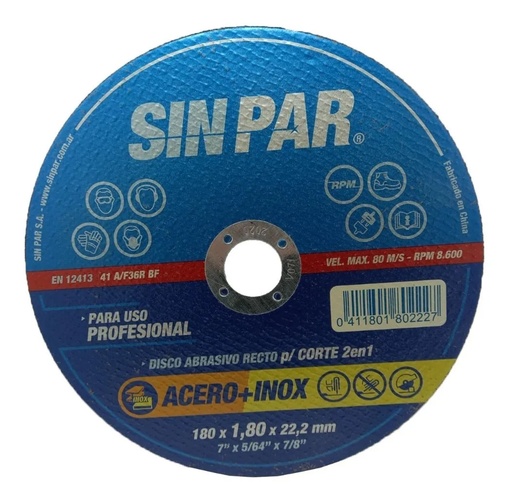[41180180] DISCO DE CORTE SINPAR PLANO 180X1.8X22.2 (10)