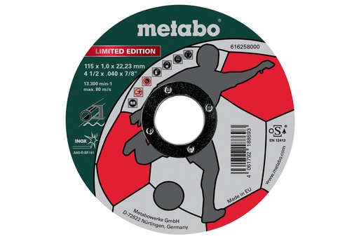 [6162580] DISCO DE CORTE METABO LE SOCCER 115X1.0X22.23 mm