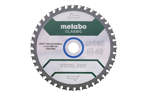 [6282730] DISCO DE SIERRA METABO STEELCUT CLASSIC 165X20 Z40