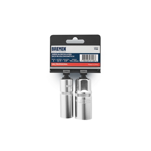 [BRE7158] BOCALLAVE SACA BUJIAS x 2 Pzs (Enc.1/2' 16 & 21mm)