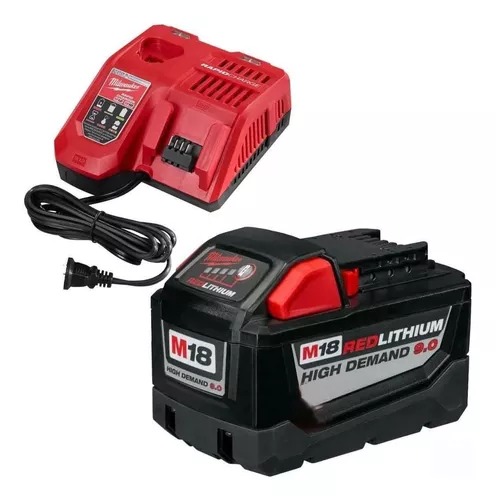 [4839-59A] KIT MILWAUKEE CARGADOR Y BATERIA 18V 9.0AH - HIGH DEMAND - M18 RED LITHIUM